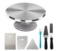 SATARGO Cake Turntable Spinner, 12 Inch Rotating Cake Stand for Cake Decorating, Aluminium Alloy with Non-slip Base, Includes Icing Spatulas, Combs and Smoother Decoration Tools