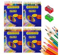 Satargo Colouring Pencils Set, 144 Pre-Sharpened Pencils with 2 Sharpeners, 17.5 cm Length, Bulk Pack for School and Art, (4 Packs of 36)