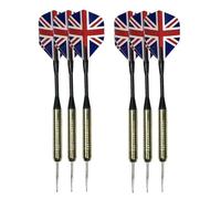 Satargo Steel Darts Set with Union Jack Flights, 16g, 6-Pack, Beginner's Kit