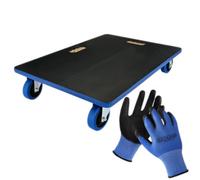 Satargo Transport Roller Dolly 450kg Heavy Duty Furniture Moving Trolley, Anti-Slip Base for Appliances, Equipment & Machinery, Industrial Commercial Use, Black 70 x 50cm with Work Gloves