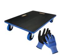 Satargo Transport Roller Dolly 450kg Heavy Duty Furniture Moving Trolley, Anti-Slip Base for Appliances, Equipment & Machinery, Industrial Commercial Use, Black 70 x 50cm with Work Gloves