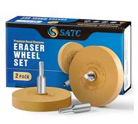 SATC Decal Eraser Wheel for Drill 2 Pack Rubber Eraser Wheel Car Vinyl Decal Emblem Sticker Remover Wheel Pin Stripe Adhesive Remover Tool with Adapter