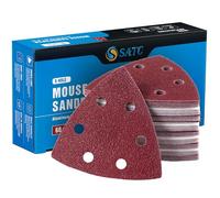 SATC Delta-Triangle Sanding Sheets 93mm 60 PCS Detail Sander Pads Durable Dust-Free 6-Holes Sander Sandpaper Hook and Loop Triangle Sanding Pads 60/120/180/240/320/400 Grits 93 x 93 x 93mm