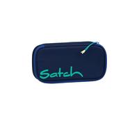 satch Extra Large Hard Pencil Case with Divider Zipped Compartment Pen Holder Triangle Timetable Window Crossed Blue - Blue