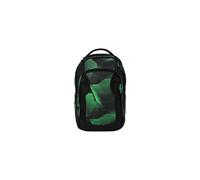 Satch Match Plus School Backpack Expandable to 35 Litres Ergonomic with Front Pocket, Seismic Green - Black, standard size, match plus