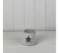 Satchville Glazed Ceramic Tealight Holder With Heart/star Cut-Out Detail