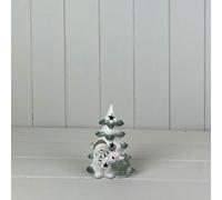 Satchville Green/white Ceramic Tree With Snowman And Reindeer Decoration With Led