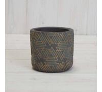 Satchville Grey/gold Cement Triangle Grid Pot