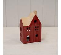 Satchville Red Ceramic House Tealight Holder
