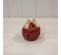 Satchville Red Ceramic Led Bauble With Bow Detail