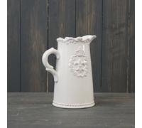Satchville White Fleur De Lis Ceramic Jug