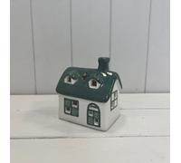 Satchville White/green Ceramic House Tealight