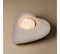 Satchville Whitewashed Cement Heart Tealight Holder