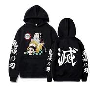 Satdflie Anime Demon Slayer Printed Hoodie Men Women Harajuku Pullover Loog Sleeve Sweatshirt Unisex Casual Hooded Tops, for Fans Christmas, Color/1, XS