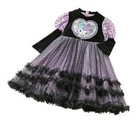 Satdflie Cartoon Girls Tutu Dress Sparkly Sequin Tulle Princess Birthday Party Dresses Fall Long Sleeve Lolita Dress, Black, 4XS