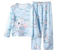 Satdflie Cinna-moroll Cartoon Printed Loungewear Petite Women Girls 2 Piece Pajamas Set Long Sleeve Top and Pants Sets Sleepwear Nightwear, Blue 1, 4XS
