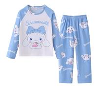 Satdflie Cinna-moroll Cartoon Printed Pajamas Set Petite Women Girls 2 Piece Pjs Sets Cute Sleepwear Nightwear Long Sleeve T-Shirt & Pants, Blue 1, S