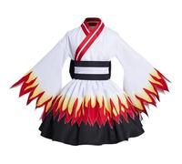 Satdflie Demon Slayer Cosplay Costume Kimono Outfits Uniform Set Girls Christmas Anime Fans Gifts Maid dress，Kyojuro Rengoku，S