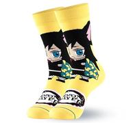Satdflie Demon Slayer Cotton Socks 1 Pair Tomioka Giyuu Unisex Mid-calf Casual Socks Anime Printed Cute Socks Christmas Idea Gift for Fans, One Size, Yellow/2