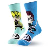 Satdflie Demon Slayer Cotton Socks 2 Pairs Unisex Mid-calf Casual Socks Anime Printed Cute Soft Socks Christmas Idea Gift for Fans, One Size, Kamado Tanjirou+Agatsuma Zenitsu