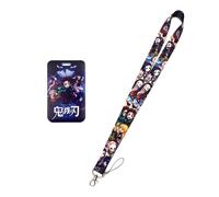Satdflie Demon Slayer Lanyard with Card Holder Set, for Keys Straps Keychain Decorations Party Supplies, Anime Cosplay Gifts for Fans Christmas, Color 5