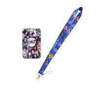 Satdflie Demon Slayer Lanyard with Card Holder Set, for Keys Straps Keychain Decorations Party Supplies, Anime Cosplay Gifts for Fans Christmas, Color 9