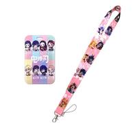 Satdflie Demon Slayer Lanyard with Card Holder Set, for Keys Straps Keychain Decorations Party Supplies, Anime Cosplay Gifts for Fans Christmas, Color 4