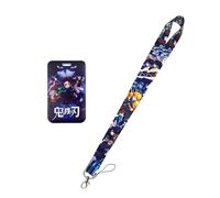 Satdflie Demon Slayer Lanyard with Card Holder Set, for Keys Straps Keychain Decorations Party Supplies, Anime Cosplay Gifts for Fans Christmas, Color 6