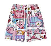 Satdflie Kirby Print Lounge Pajama Shorts for Women Men Drawstring Elastic Waist Hawaiian Summer Beach Shorts with Pockets, Style/2, S