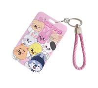 Satdflie Kpop Stray Kids Merch SKZOO Card Holder Set with Key Ring, Cartoon-Style ID Photo Card Holder Case for SKZ Fans Gifts, Color/1