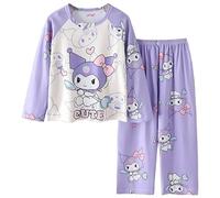Satdflie Ku-romi Printed Pajamas Set 2 Piece Petite Women Girls Sleepwear Spring Nightwear Long Sleeve T-Shirt & Pants Cute Pjs Sets, Purple 2, S
