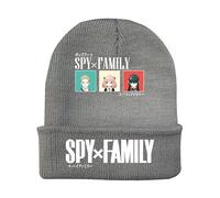 Satdflie Spy x Family Anime Knitted Beanies Hats for Men Women Autumn Winter Casual Skullies Solid Printed Bonnet Unisex Fashion Manga Caps, Grey/B