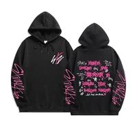 Satdflie Stray Kids Unisex Hoodies Printed Sweatshirt for Men Women Long Sleeves Casual Pullover Warm Cozy Hooded Tops, for Fans Christmas, Color/1, XL Black