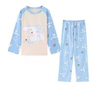 Satdflie Womens Kids Cinnamoroll Pajama Set for Little & Big Girls, Cartoon Print Round Neck Pullover Loungewear Sleepset, 2PC Long Sleeves & Pants Set，Blue/2, 2XS
