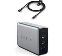 SATECHI 100W USB C GaN Charging Station and Right Angle USB C Cable Bundle Dual USB C PD 240W 20Gbps 4K 60Hz Charging Solution