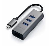 SATECHI 2-in-1 USB-C Hub with Gigabit Ethernet, Space Grey | 3 × USB-A 3.0 Ports, aluminium multiport adapter for MacBook Air/Pro/Neo, Windows laptops, tablets, iPad & more