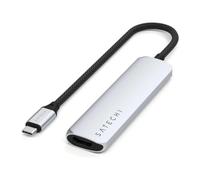 SATECHI USB C Hub 4-in-1 Slim Plus, Multiport Adapter with 4K HDMI, 100W USB-C PD Charging, 2 USB-A Ports, For MacBook, Windows and USB Type-C Devices - Silver