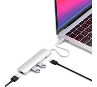 SATECHI 4-in-1 USB-C Hub Slim Classic Multiport Adapter with PD 60W, 4K@60Hz HDMI and 2x USB-A 5Gbps Data Ports for MacBook Air & Pro M5 M4, Windows Laptops and More - Silver