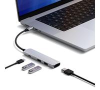 SATECHI USB C Hub 4-in-1 Slim Plus, Multiport Adapter with 4K HDMI, 100W USB-C PD Charging, 2 USB-A Ports, For MacBook, Windows and USB Type-C Devices - Silver
