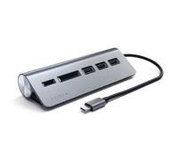 SATECHI 5-in-1 Desktop USB-C Hub Combo in Aluminium with 3x USB-A 5Gbps Ports and Micro/SD Card Readers (No Charging) for MacBook Air/Pro/Neo, Laptop and More - Space Gray