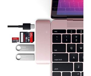 SATECHI 5-in-1 USB-C Combo Hub, USB-C Data & Charging, Rose Gold | 2 × USB-A 3.0 Ports, SD/microSD readers, aluminium dongle, designed for MacBook Air/Pro/Neo & more