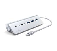 SATECHI 5-in-1 USB-C Desktop Combo Hub, 5 Gbps, Silver | 3 × USB-A Ports up to 5 Gbps, SD/microSD card readers, aluminium desktop design, for MacBook Air/Pro/Neo & laptops