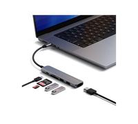 SATECHI 6-in-1 USB-C Hub Slim Plus Multiport Adaptor with HDMI 4K@60Hz, 100W USB-C PD Charging, 2x USB-A Data Ports, microSD/SD Card Readers for MacBook Air & Pro M5 M4 M3, iPad, Windows - Space Grey