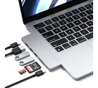SATECHI 7-in-1 Dual USB-C Pro Slim Hub, USB4 40 Gbps, 100 W PD, Silver | Supports 6K@60 Hz display, 2 × USB-A and 1 × USB-C ports up to 10 Gbps, HDMI, SD/microSD readers, for MacBook Air/Pro/Neo