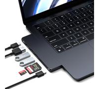 SATECHI 7-in-1 Dual USB-C Pro Slim USB4 Hub with 6K@60Hz 40Gbps, 100W PD, 2x USB-A and 1x USB-C 10Gbps, HDMI 4K@60Hz and SD/MicroSD Card Readers for MacBook Air/Pro/Neo - Midnight
