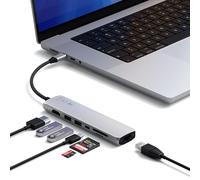 SATECHI 7-in-1 USB-C Hub Slim Plus Multiport Adapter with 4K HDMI, 100W PD Charging, 2X USB-A Data Ports, Micro/SD Card Readers for MacBook, Windows - Silver