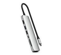 SATECHI 7-in-1 USB C Hub Slim Plus Multiport Adapter with Ethernet, HDMI 4K@60Hz, 100W USB-C PD Charging, 2x USB-A Data Ports, microSD/SD Card Readers for MacBook Pro/Air M4-M1, iPad, Windows - Silver