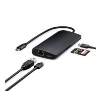 Satechi USB C Hub Multiport Adapter V3, 8 in 1 USB C Dongle with 8K HDMI, 85W USB-C PD Charging, 4 USB-C Data Ports, Ethernet, SD Card Reader for Mac, Windows - Midnight
