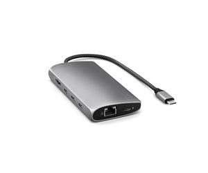 SATECHI 8-in-1 USB-C Hub Multiport Adaptor V3, 8K@60Hz HDMI, 100W Charging, 4x USB Data Ports, Ethernet, SD Card Reader for Laptop, Mac/Windows, MacBook Air & Pro M5 M4 M3, iPad, Windows - Space Grey