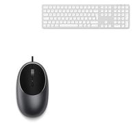 Satechi Aluminium C1 Wired USB C Mouse and Aluminium Wireless Bluetooth Keyboard Bundle